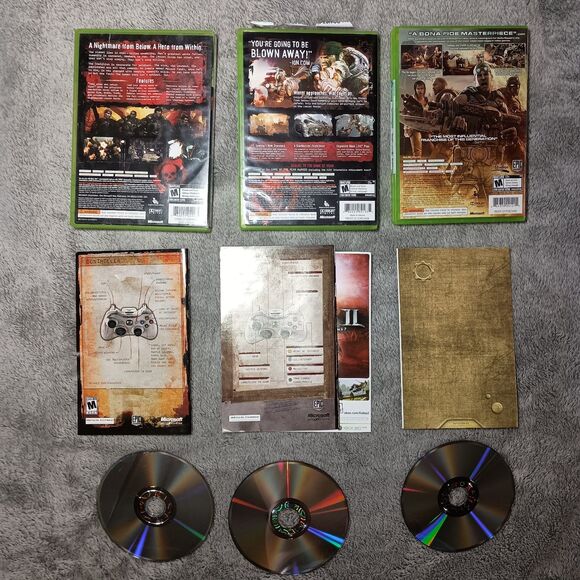 Gears of War 1, 2 & 3 Bundle Of Xbox 360 Video Games Lot Complete W/ Manuals CIB - Picture 2 of 16